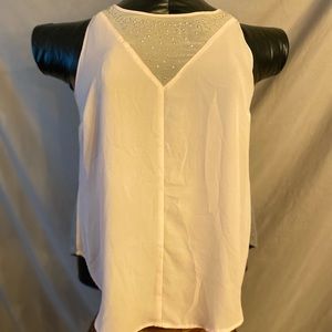 Fab$5 Sale | Unknown 1X Light Pink Chiffon and Jersey Mix Tank Top